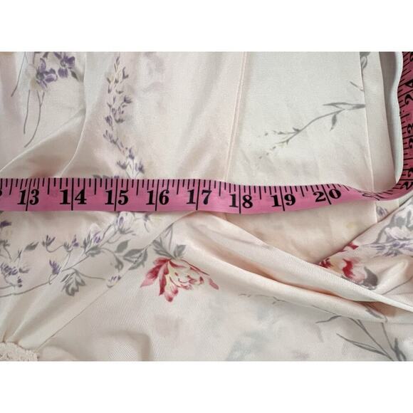 Vtg JCPenney Nylon Antron Peach Floral Full Length Gown Robe Made in USA Sz XS - Picture 7 of 10